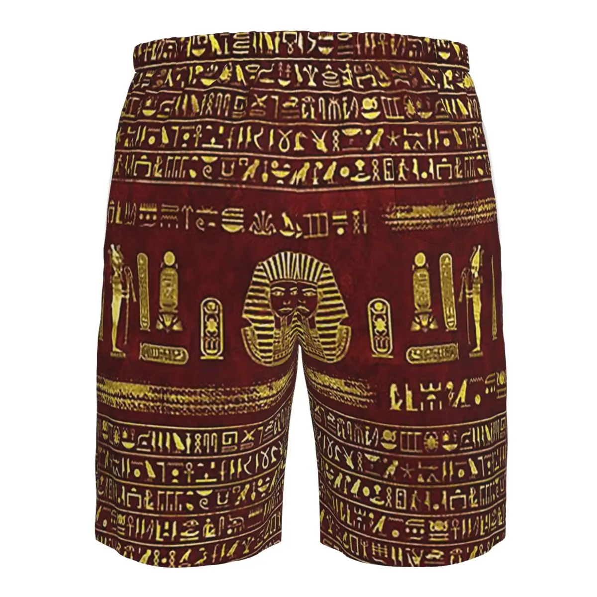 Celana Pendek Pantai Sphinx Mesir Emas Di Atas Celana Kulit Merah Celana Pria Musim Panas Berenang Cepat Kering Kasual