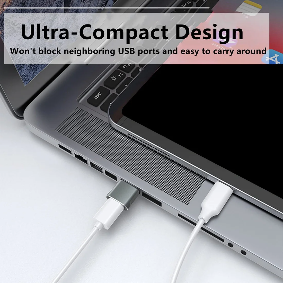 Confezione da 4 adattatori USB C femmina a USB maschio, cavo caricabatterie tipo C convertitore di alimentazione per iPhone 12 13 Pro Max per Samsung, grigio