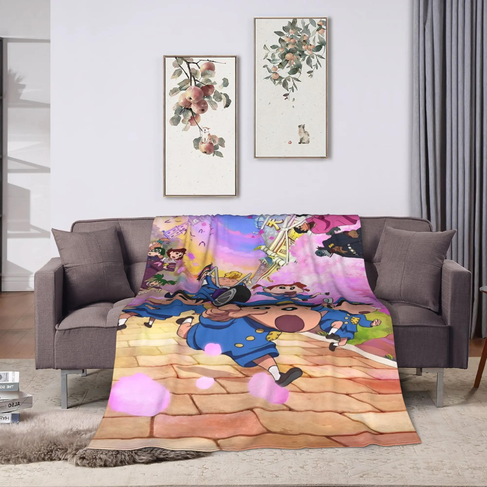 Crayon Shin-chans Play Scene Blanket  Super Warm Print Plush Throw Blanket For Boy Girl Home Decor Flannel Bedspread Bed Cover