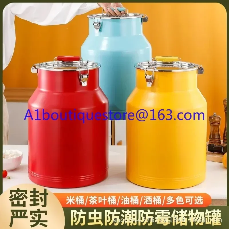 Stainless Steel Food Grade Extra Thick Colorful Storage Containers Insect-Proof Moisture-Proof Rice Can Large Capacity Airtight