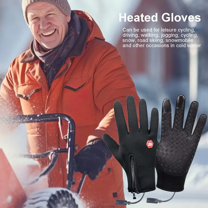 USB Heated Glove Touch Screen Electric Thermal Gloves Waterproof Windproof Heating Mittens Men Women For Motorcycle Cycling