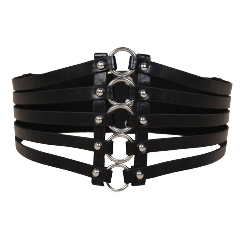 Vintage  Studded Leather Wide Waist Belt Hollow Out  Corset for Women