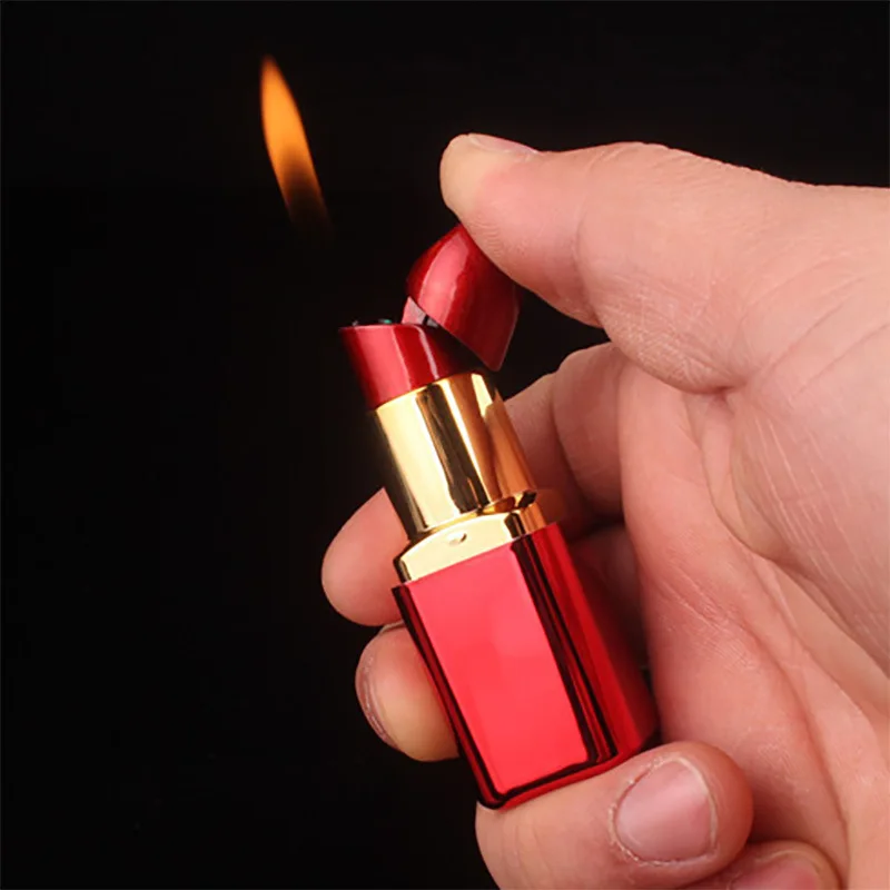 Mini Lipstick Shaped Inflatable Lighter Portable Butane Torch Cute Lighter Smoking Accessories Fashionable Women\'s Gift