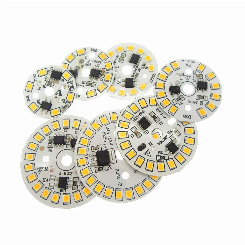 10pcs 3W 5W 7W 9W 12W 15W 18W AC 220v SMD2835 LED PCB With Integrated IC Driver Warm white/ White Driverless Aluminum Lamp Plate