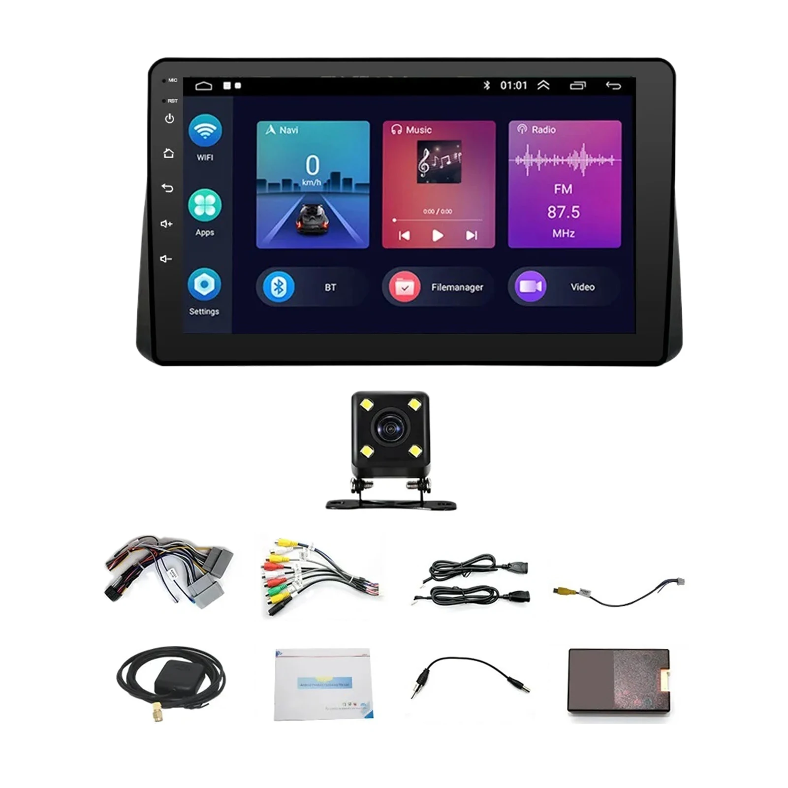 

10x HD 5D Tempered Glass Mirror Car Radio Android Player Evidence Can Be Retainedrequires Optional 1+16G