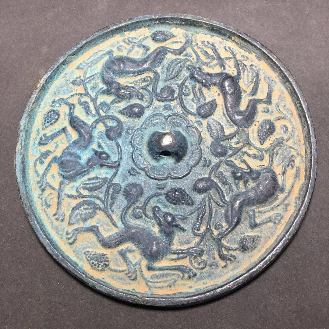 Ancient Chinese Bronze Ruju Mirror Antique Patina Desktop Ornament TV Movie Prop Collectible Han Dynasty Style