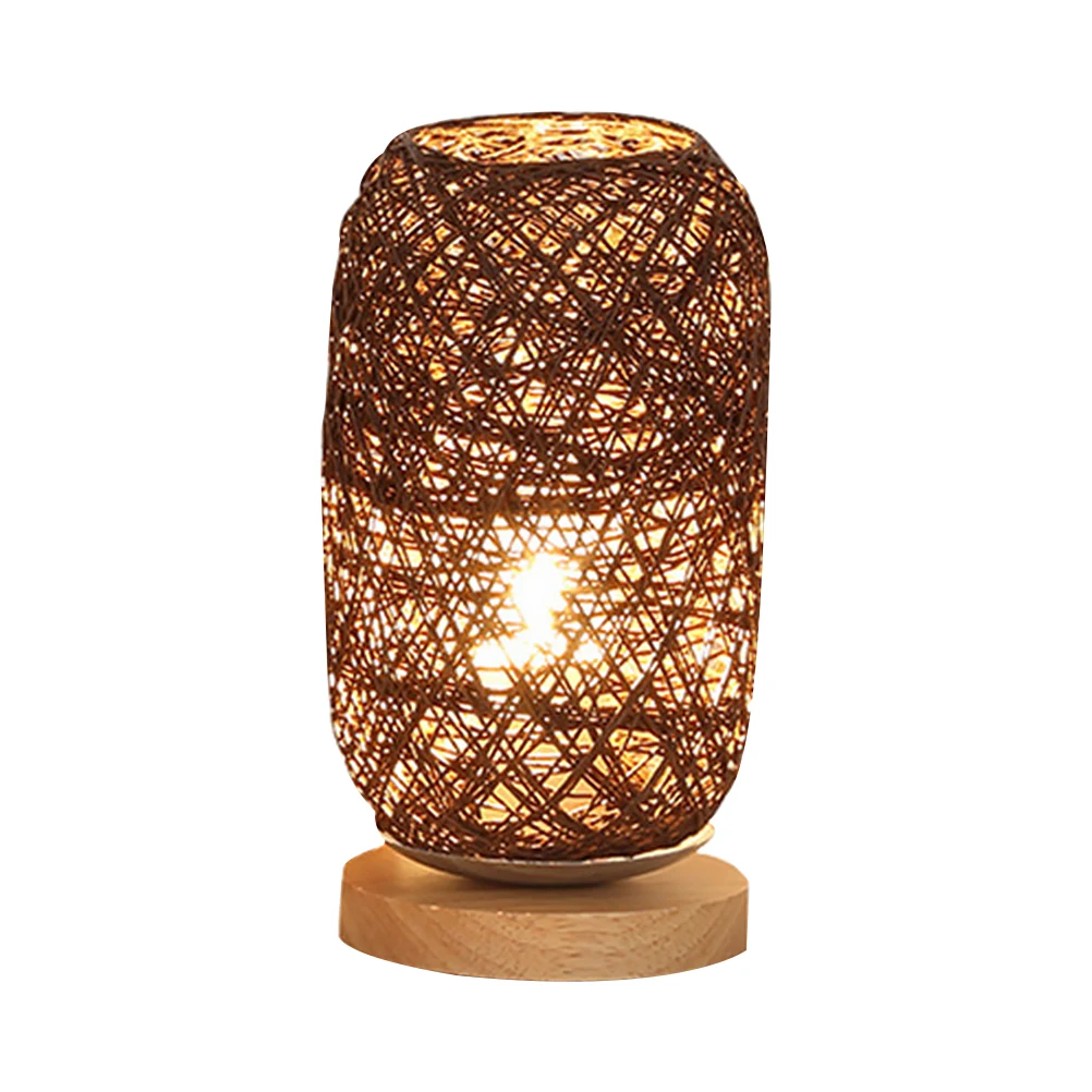

Rattan Ball Woven Table Lamp Warm LED Light Rechargeable Design Home Decor Bedroom Living Room Scene Style