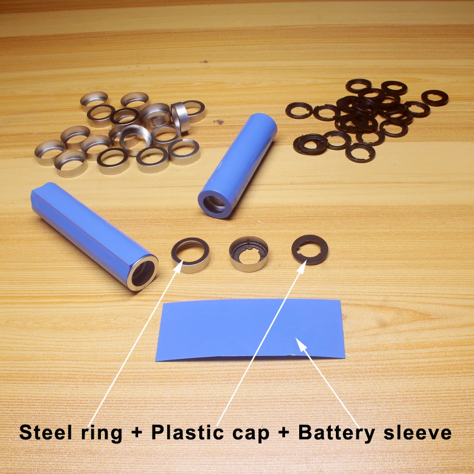 100pcs/lot 18650 lithium battery cap protection plate stainless steel ring protection plate rubber pad base rubber ring