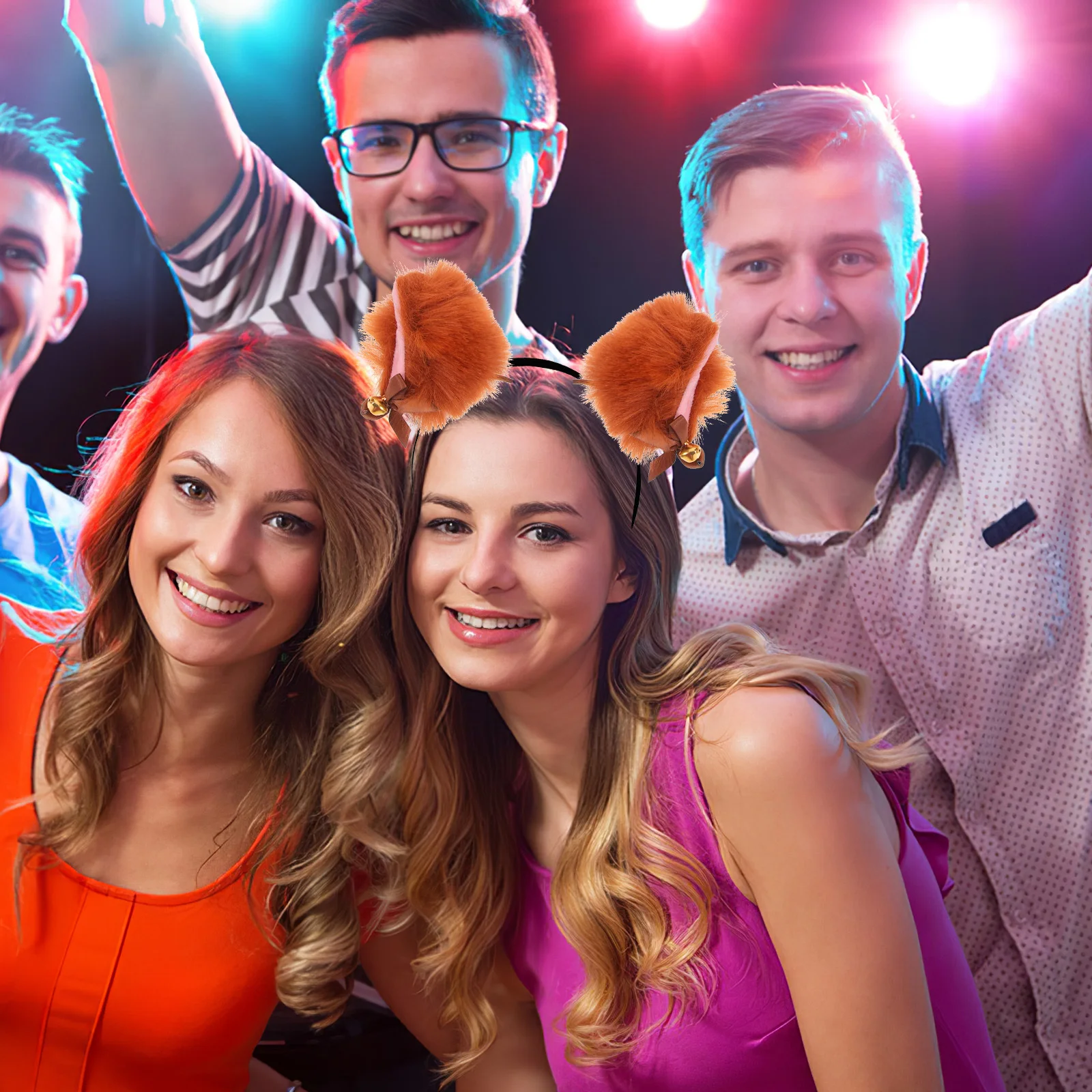 

4Pcs Fox Ears Headband Faux Animal Costume Headwear Bell Bow Birthday Christmas Party Cosplay Kids Kawaii Headbands