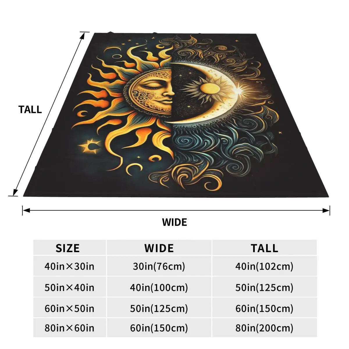 مجردة الشمس والقمر بطانية لينة الصوف الخريف الدافئة الفانيلا رمي البطانيات ل أريكة سيارة الفراش لحاف #6