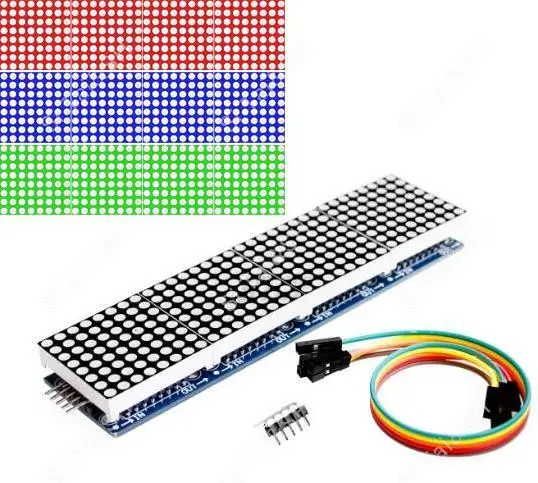 MAX7219 Dot Matrix Module For Arduino Microcontroller 4 In One Display with 5P Line Red Green Blue