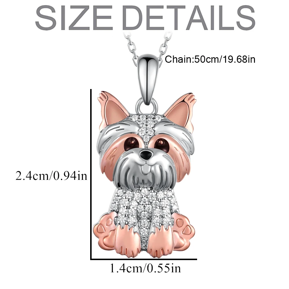 Creative Cute Two-Color Yorkshire Pendant Necklace for Women Pet Puppy Jewelry Animal Accessories Birthday Gift for Dog Lovers