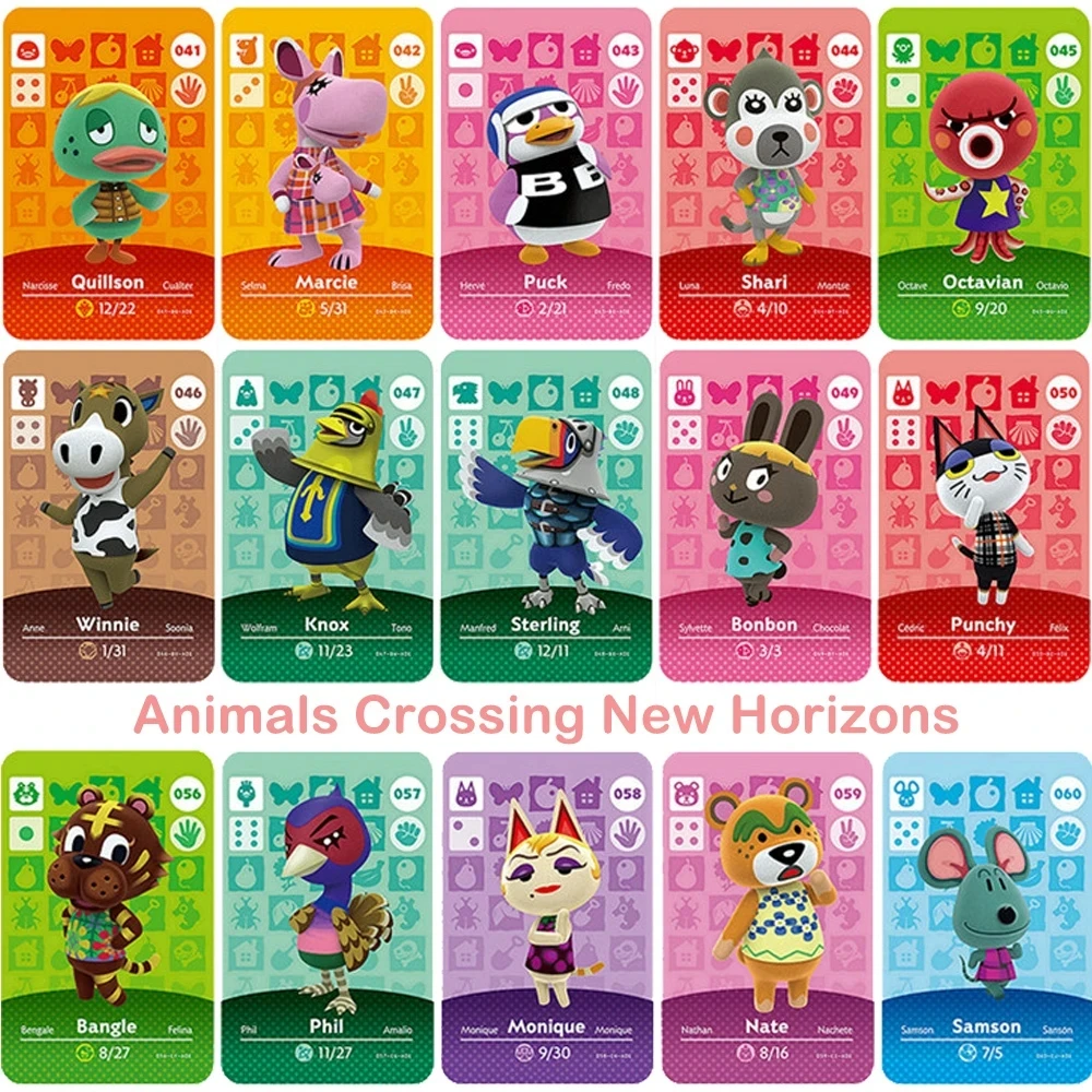 038 to 074 Animal Crossing: New Horizons game Cards Game High Quality NFC Cards Animal Cards Tags for NS Switch Wii U Set