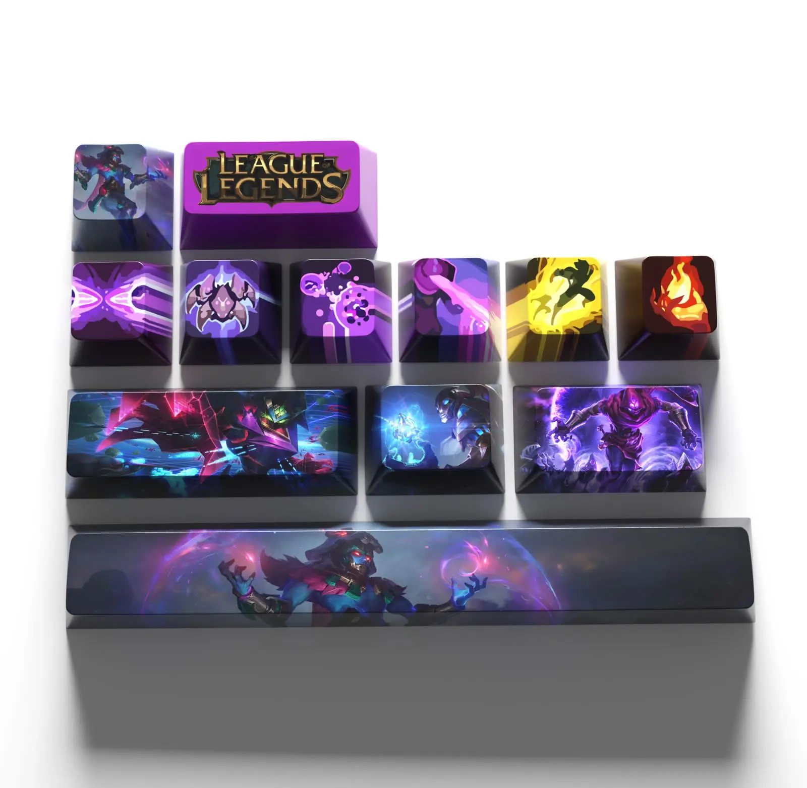 New 12Pcs League of Legends Custom All Champion Summoner Heroes Personality Keycap For Mechanical Gaming Mini Keyboard Keycaps