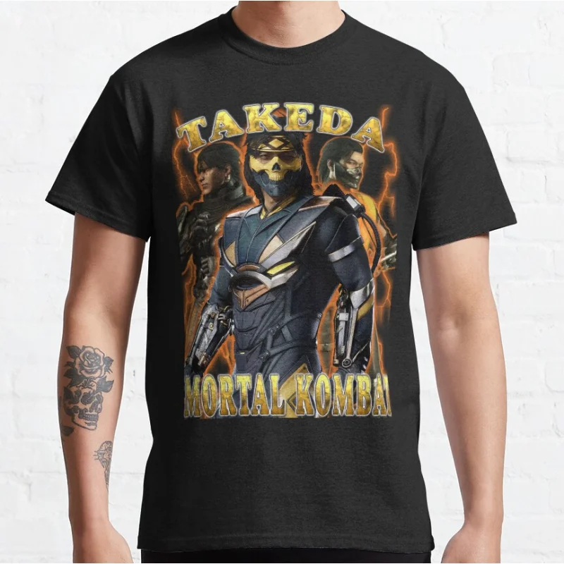 

Takeda 80s retro video game vintage Mortal Kombat Short-sleeve crewneck T-shirt for men Large size Adult Tops S-6xl