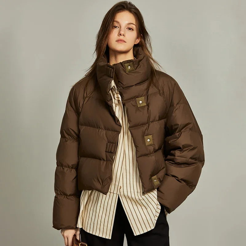 

2520 евро-американское укороченное стеганое хлопковое пальто, женская модная уличная парка с воротником-стойкой, куртка с шикарным дизайном на пуговицах, теплая верхняя одежда