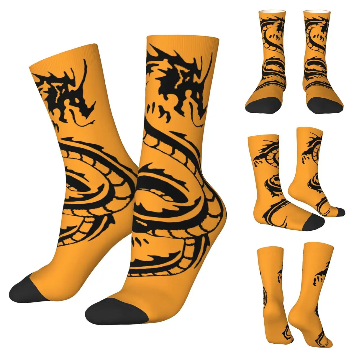 Chaussettes unisexes de style dragon chinois, chaussettes chaudes Happy Crew, style de rue, elin, hiver