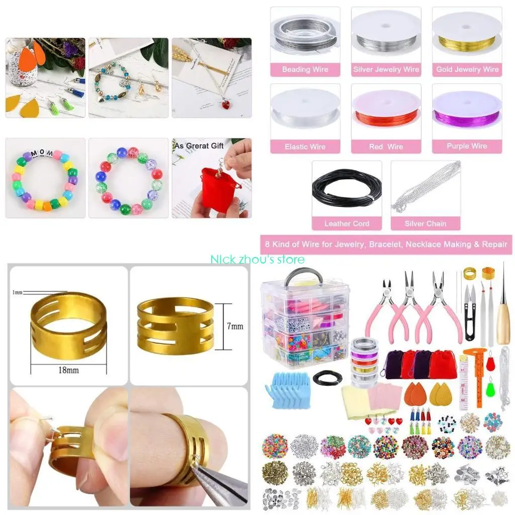 

E15E Jewelry Making Supplies DIY with Beads Charms Findings Jewellery Pliers Beading Wire for Necklace Bracelet Earrings