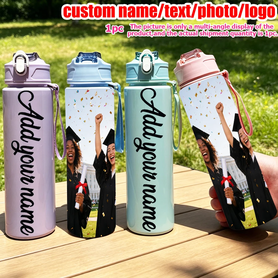 Personalized 25-ounce water bottle, optional name pattern, leak-proof sports kettle, personalized graduation/birthday/back-to-sc