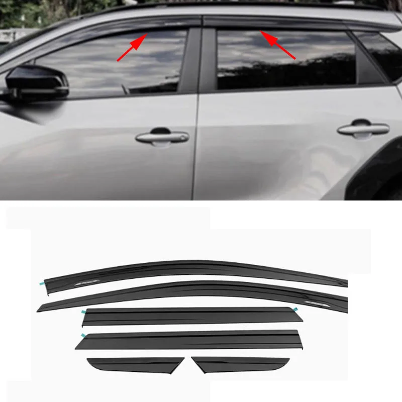 

car accessories For Toyota bZ4X 2023 2024 2025 black Window Visor Vent Shades Sun Rain 6PCS