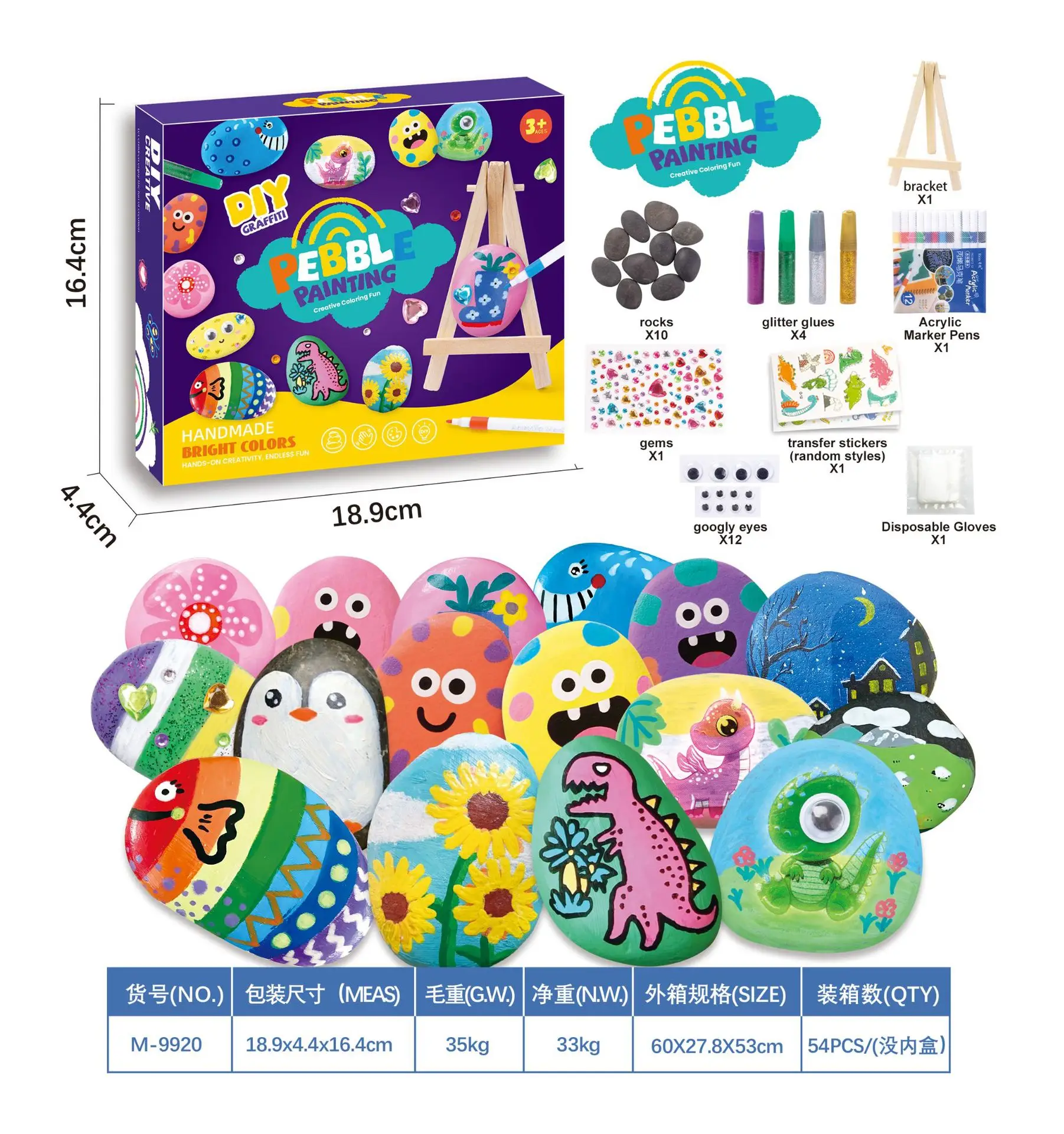 

Kids DIY Rock Painting Kit Creative Graffiti Art Craft Educational Drawing Toys for Children