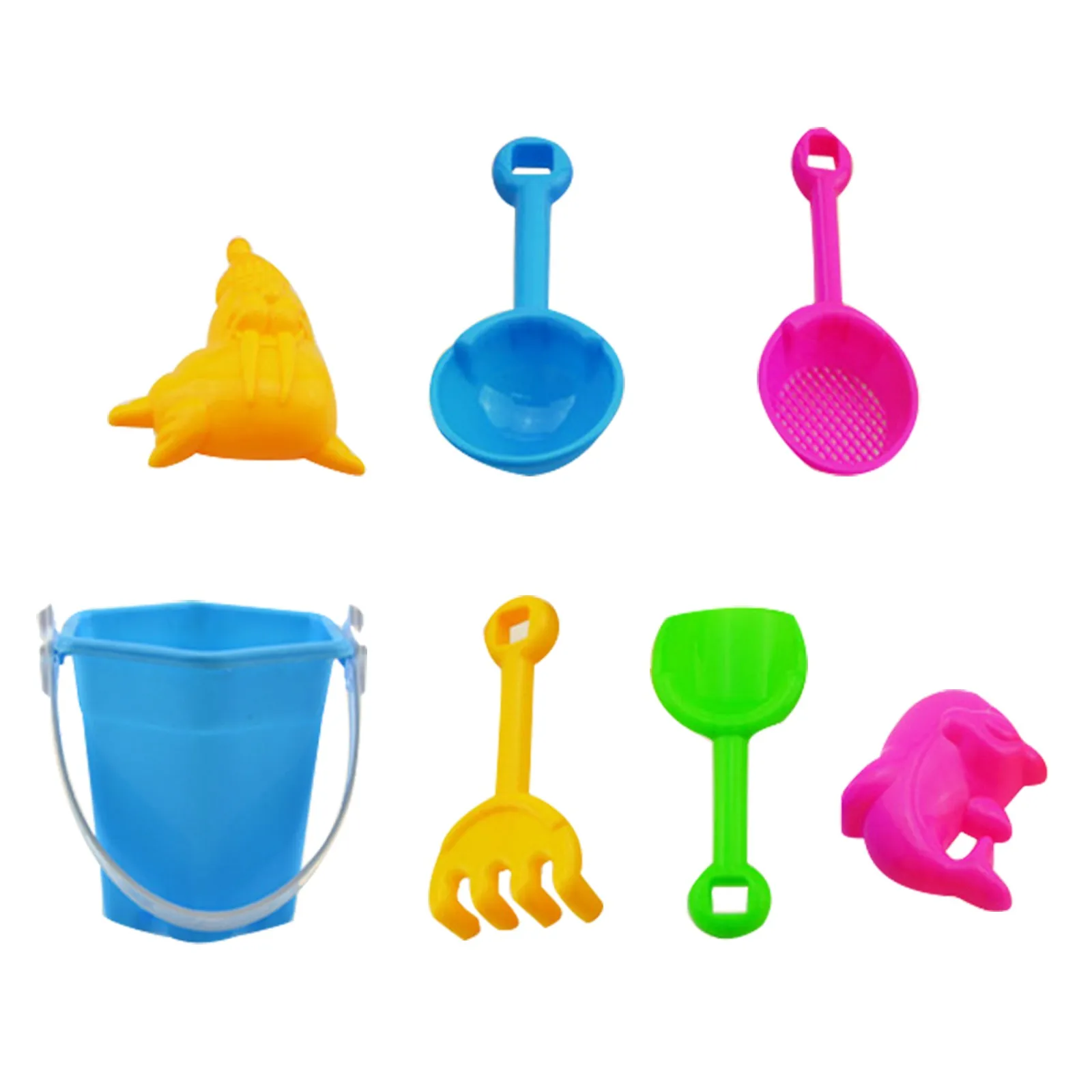 Random 7PCS Summer Beach Toys for Kids Sand Set Beach Game Toy for Children Beach Buckets Shovels Sand Gadgets Water Play Tools