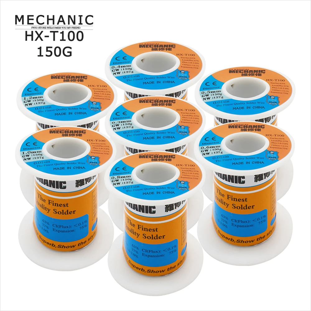 Welding Solder Wire MECHANIC HX-T100 150G High Purity Low Fusion Spot 0.3/0.4/0.5/0.6/0.8/1.0/1.2mm Soldering Tin BGA Repair