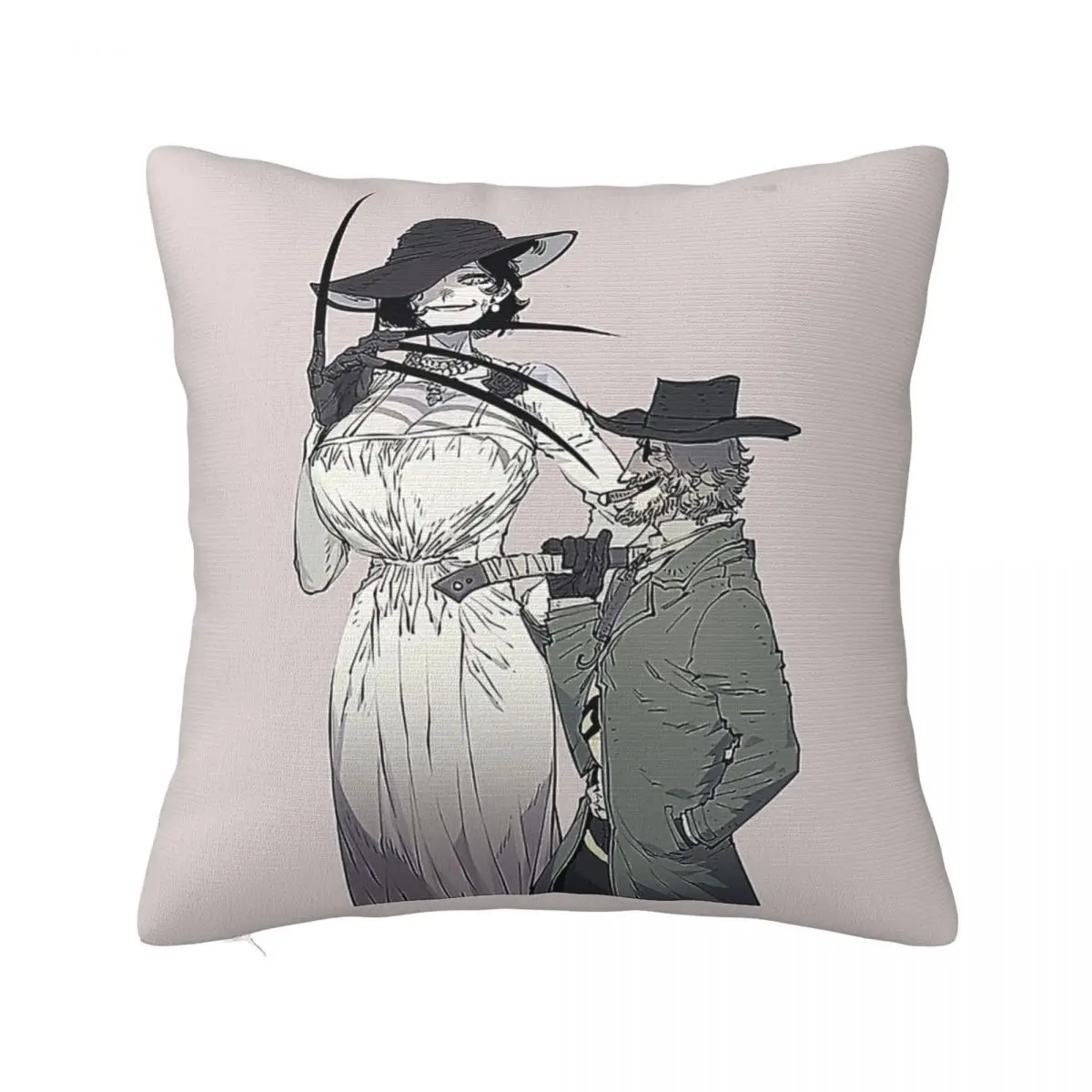 Resident Evil Lady Dimitrescu Square Pillow White Square pillow