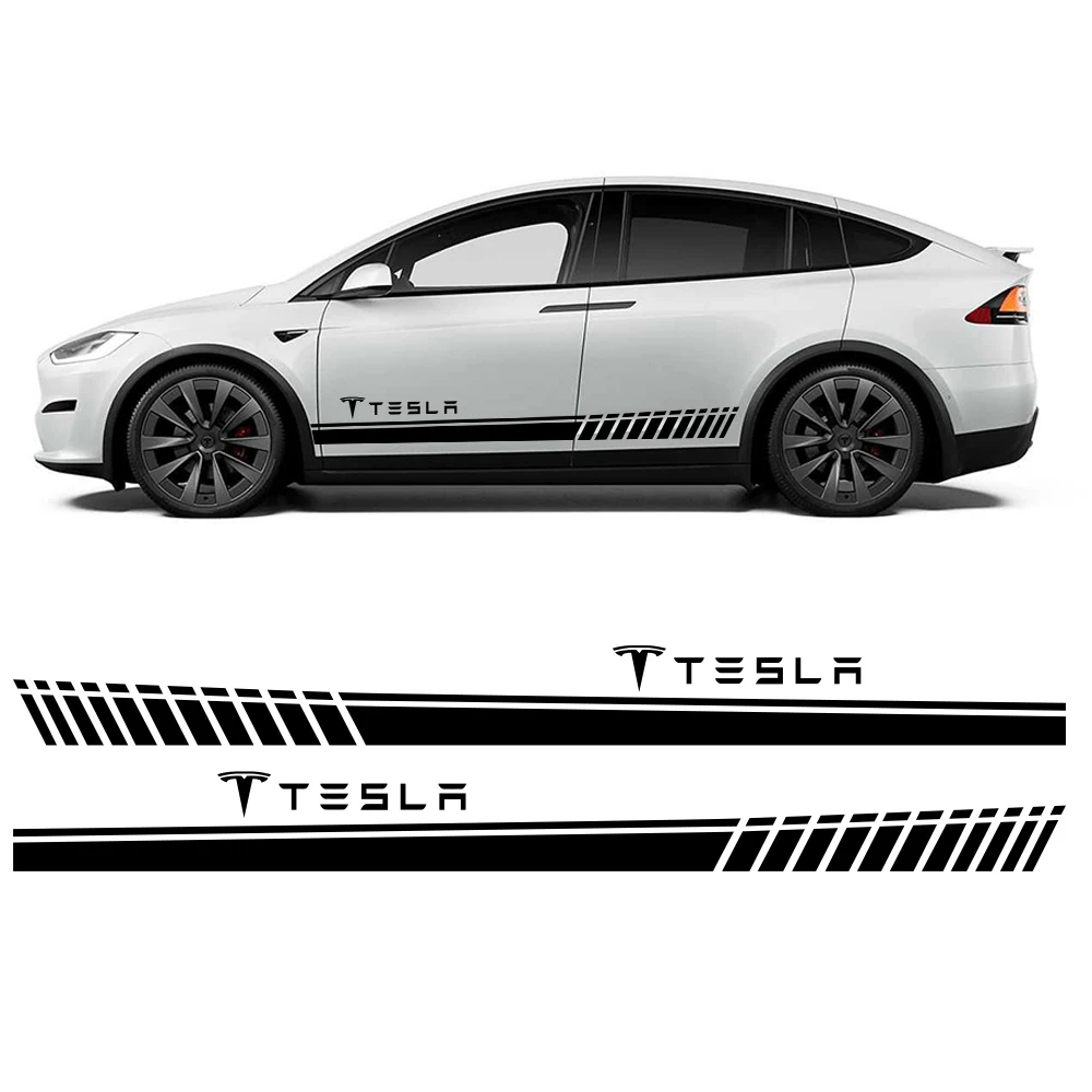 

2PCS For Tesla Model 3 S X Y Car Door Side Skirt Long Stripes Stickers Auto Body Decor Vinyl Film Wrap PVC Decal Accessories