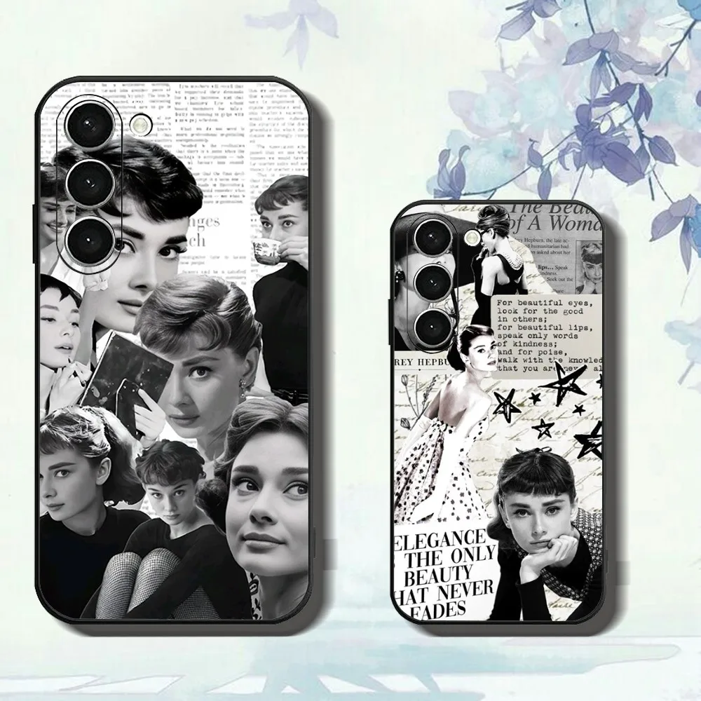 A-Audrey H-Hepburn Phone Case For Samsung Galaxy A52 A12 A51 S21 Edge S22ULTRA S23 S20LITE Plus Ultra Black Cover