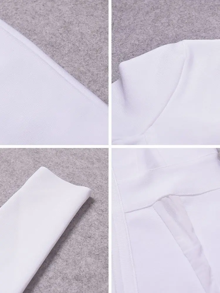 الخريف الربيع الشتاء Bodycon الجوف خارج فستان مثير كم طويل الأبيض شبكة HL ضمادة فستان بالجملة XL ماكسي فيستدوس