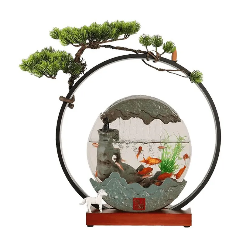 

Circulating Water Decoration Landscape Fountain Lotus Pond Aquarium Coffee Table Ceramics Fish tank