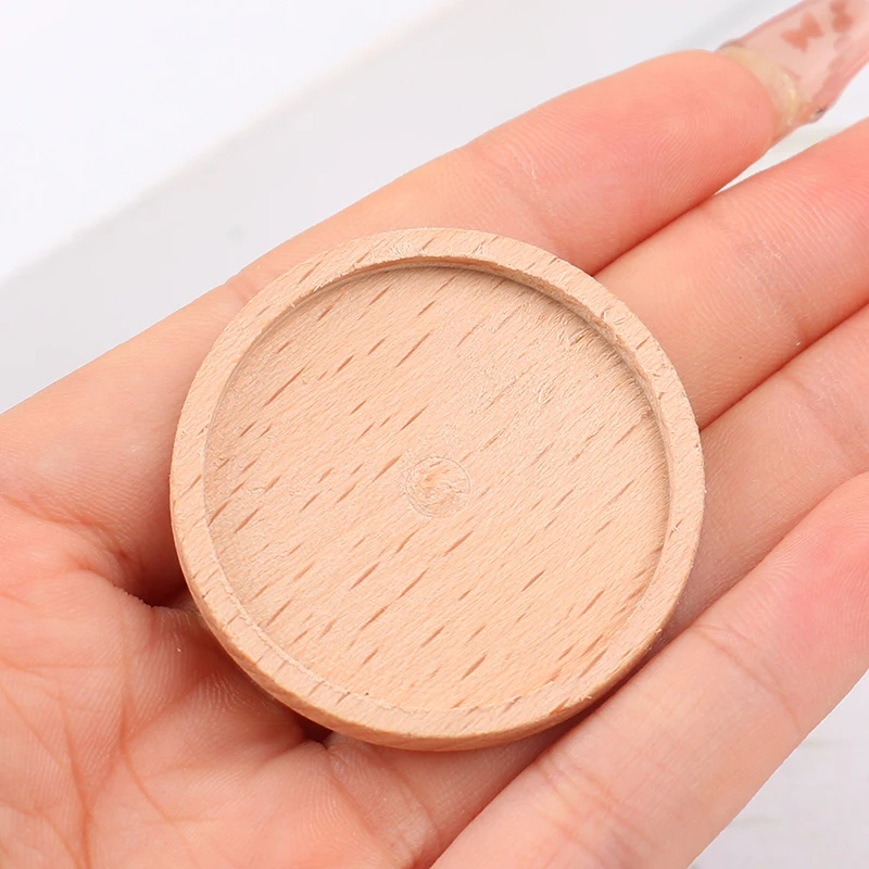 1PCS 1:12 Dollhouse Wooden Miniature Round Tray Model Furniture Accessories for Doll House Decor Kids Pretend Play Toys Gift