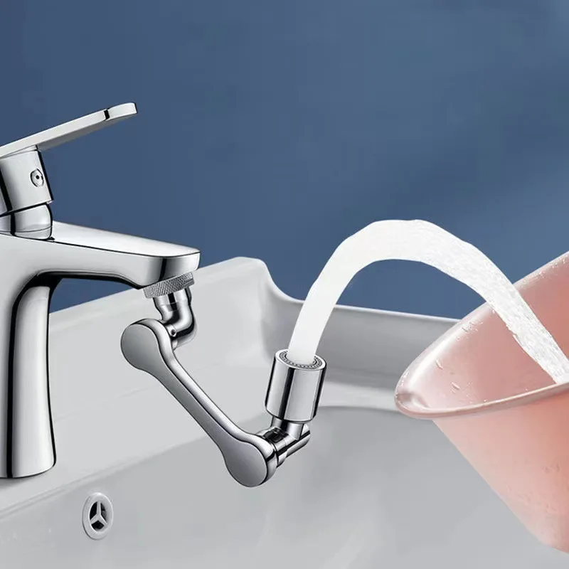 

1080° Swivel Copper Alloy Faucet Aerator Adjustable Anti-Splash Spray Head with Extension Arm for Kitchen/Bath Sink Water Saving