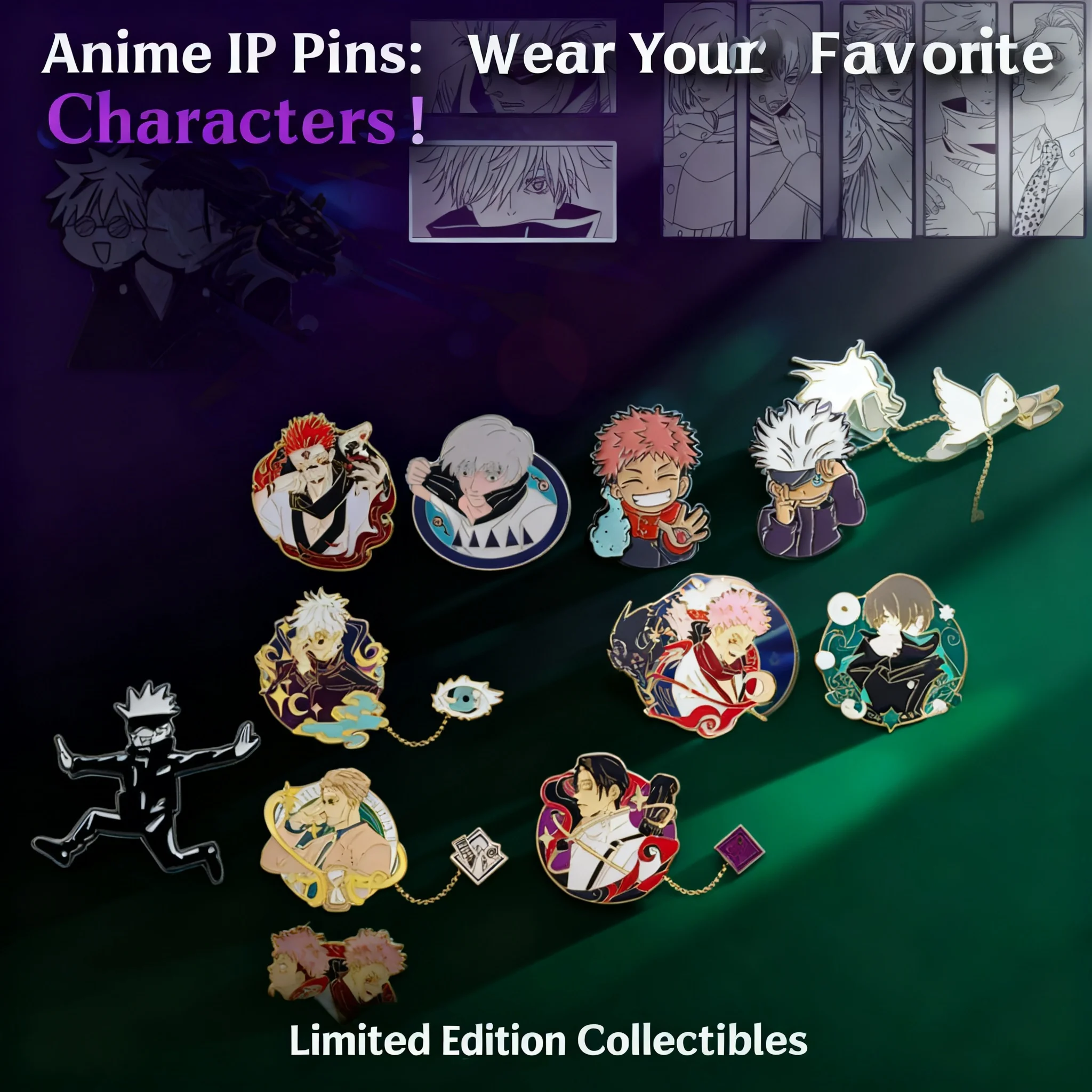 

Jujutsu Kaisen Anime Gojo Satoru Creative Novelty Cute Funny Metal Brooch Pin Badge Black White Minimalist Style Character