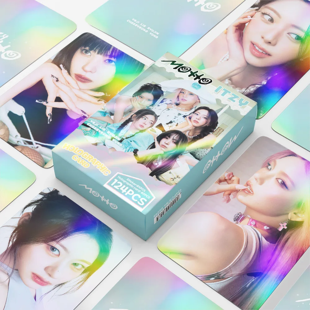 124 Laser Mini Cards Girl Group New Album MOTTO Flash Cards Celebrity Photo Stickers LOMO Card Gift image 5