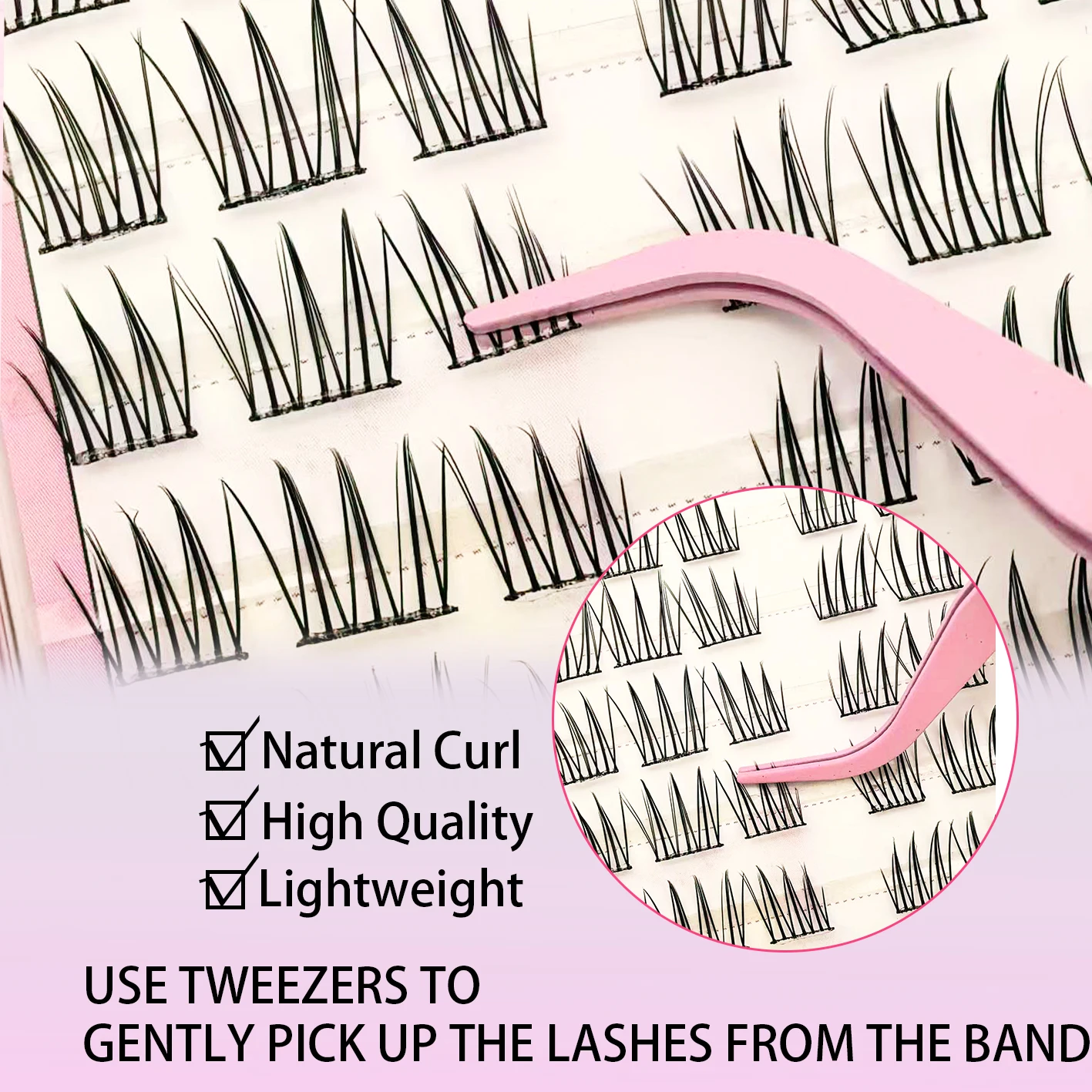[ACENo necesita pegamento para pestañas postizas] Kit de extensión de pestañas cómodas de 60 grupos, pestañas postizas de Manga Natural para principiantes