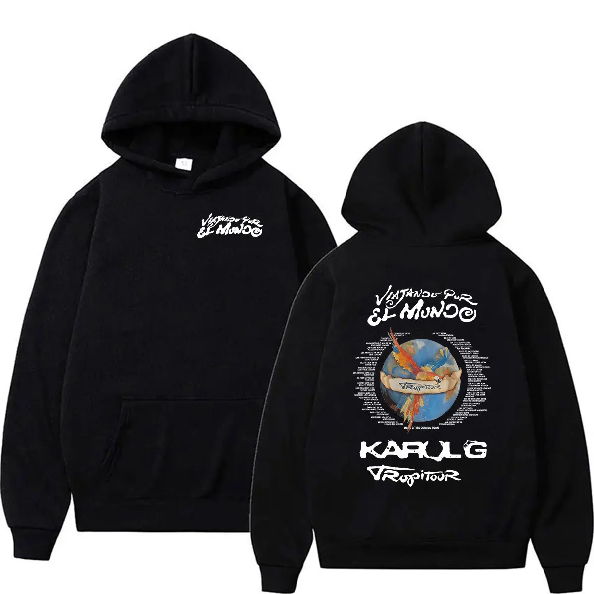 

Karol G Viajando Por El Mundo Tropitour 2026 Hoodie Men Women's Hip Hop Aesthetic Clothing Sweatshirt Vintage Long Sleeve Hooded