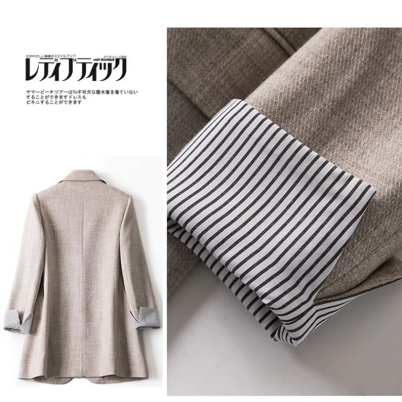 Korean Chic Spring Loose Pockets Lady Elegant Coats Single Button Minimalist Outwear Long Sleeve Blazers Women Trendy Patchwork