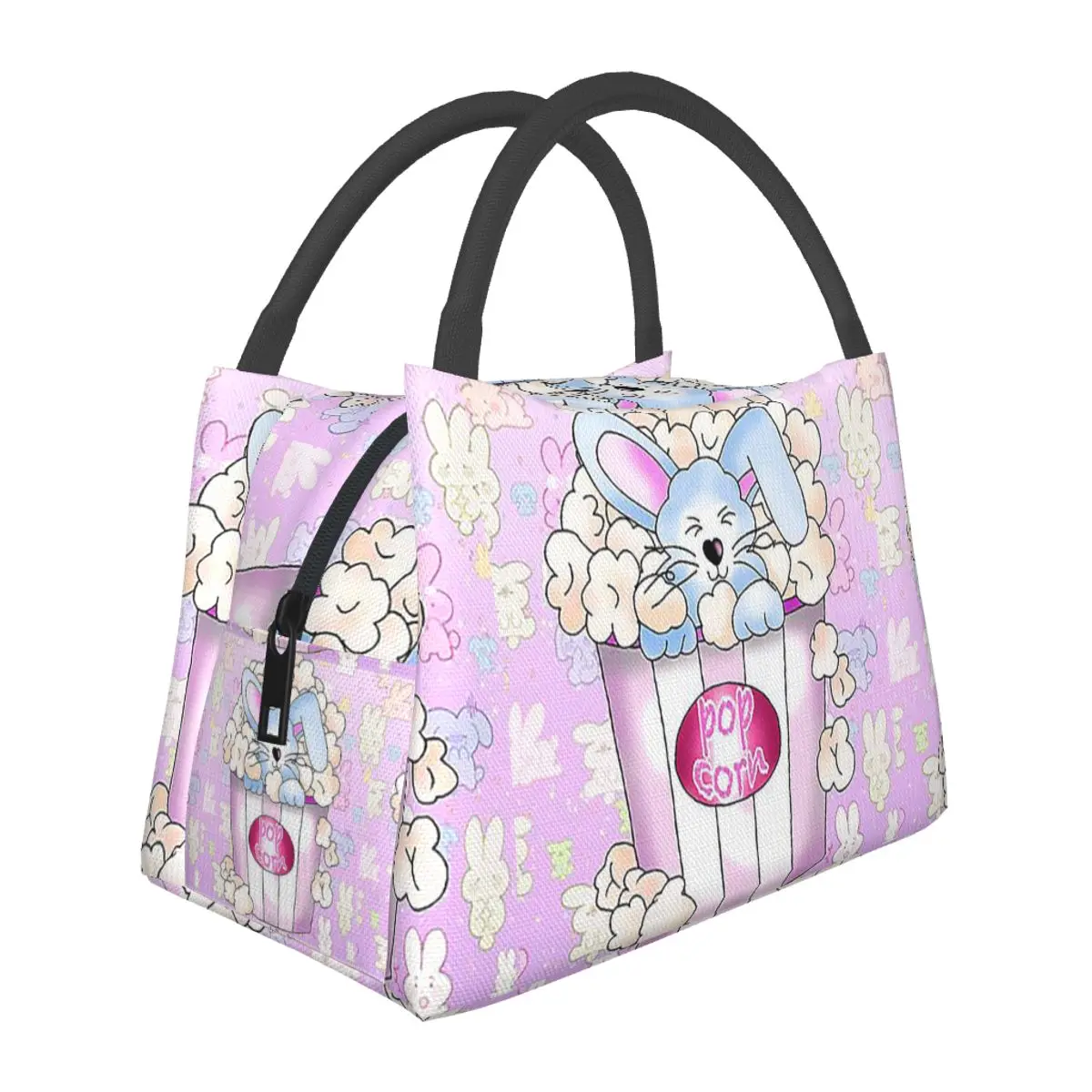 Blue Bunny Popcorn Lunch Bags Insulated Bento Box Resuable Lunch Tote Picnic Bags Cooler Thermal Bag for Woman Kids School