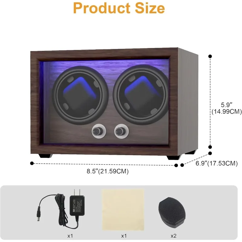 Silent motor LED watch winding machine Wooden watch box 4 rotation modes Elastic watch pillow storage box