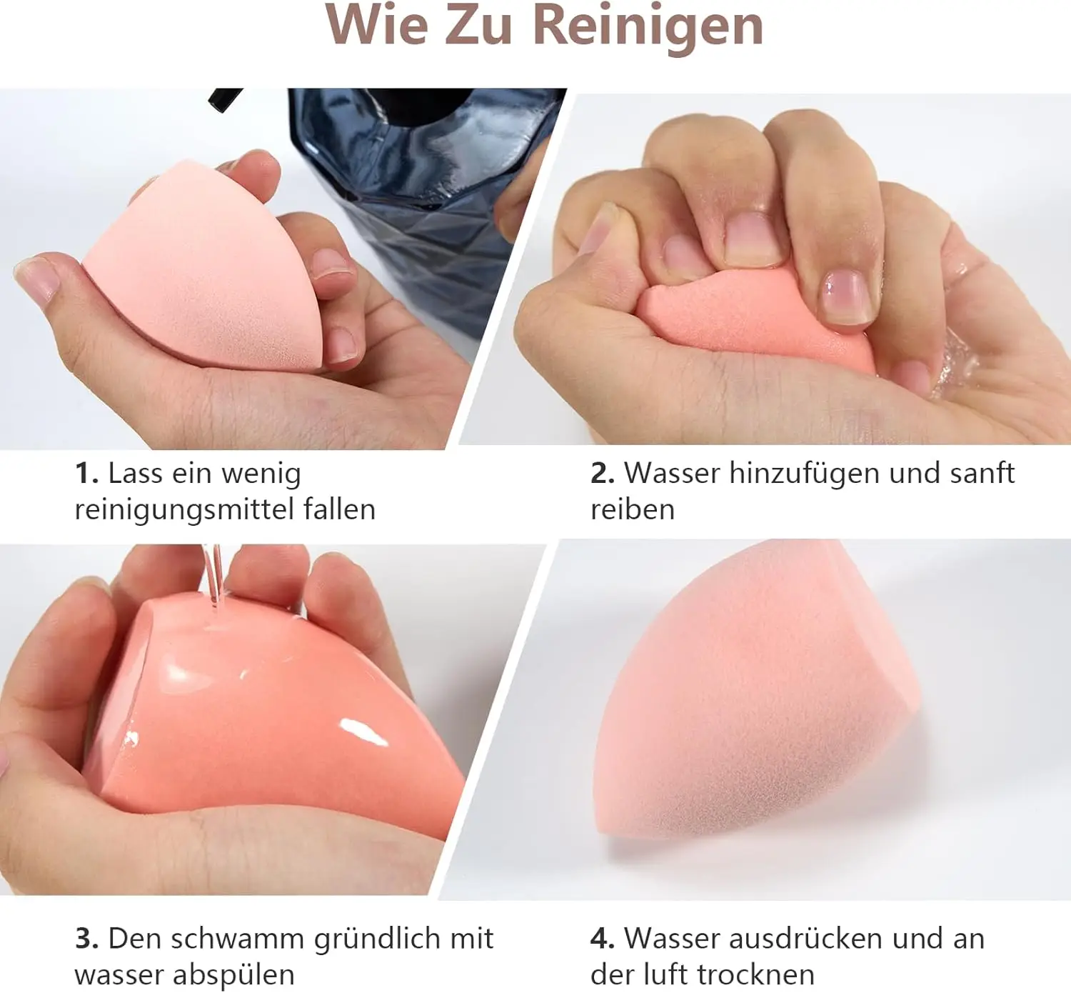 Lot de 4 Éponges Maquillage، Éponge Visage pour Fond de Teint، BB Crème، Correcteur et Poudre، avec Boîte de Rangement