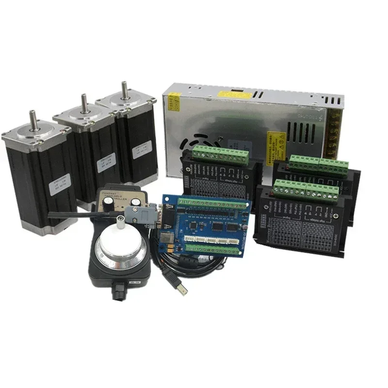 3axis Nema23 Kit Stepper MotorDM542 Servo Driver 5-axis MACH3 Breakout Board with Control Handwheel for CNC Mill Router Lathe