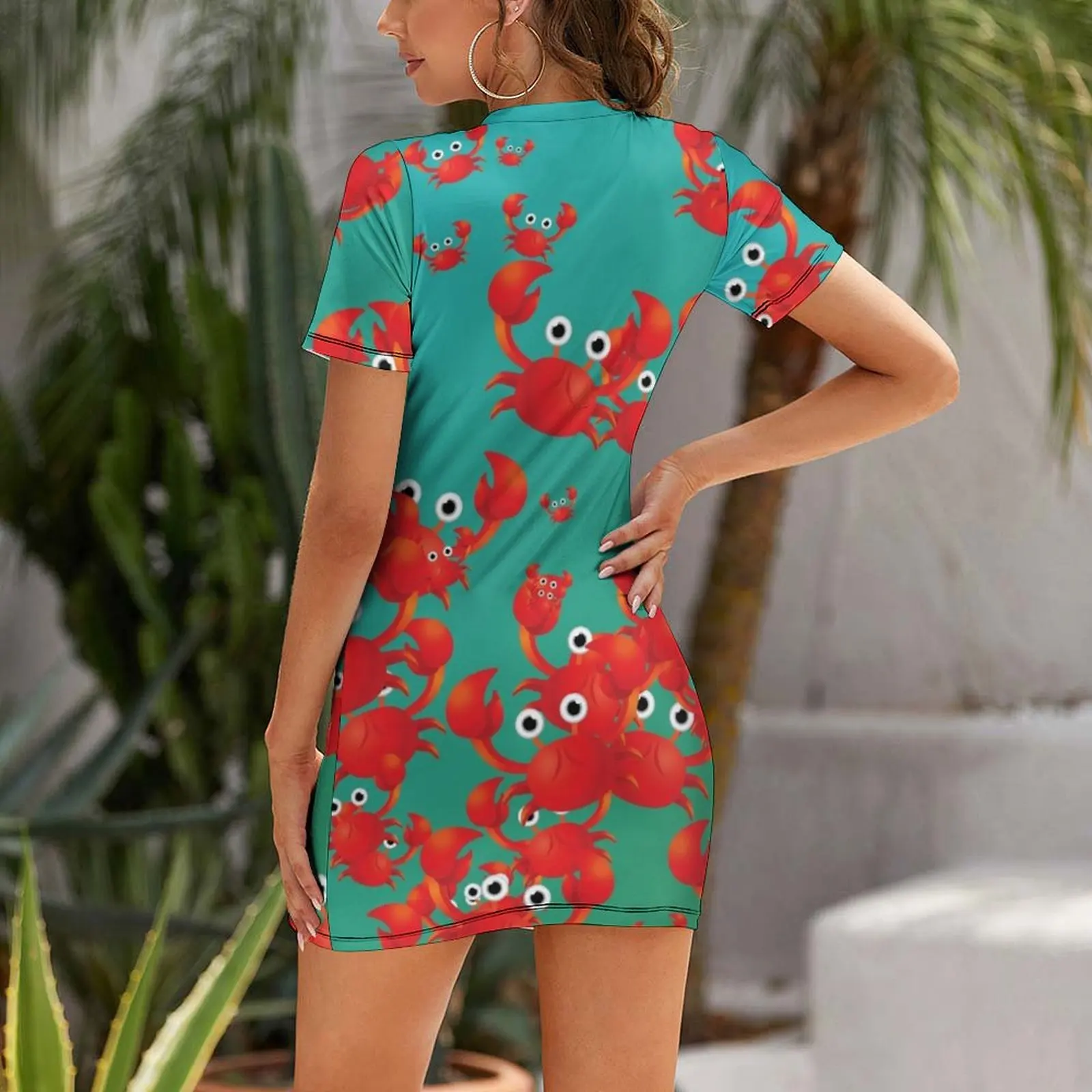 Crab world Short Sleeved Dress purple dress Woman clothes sexy dress for women summer woman 2025