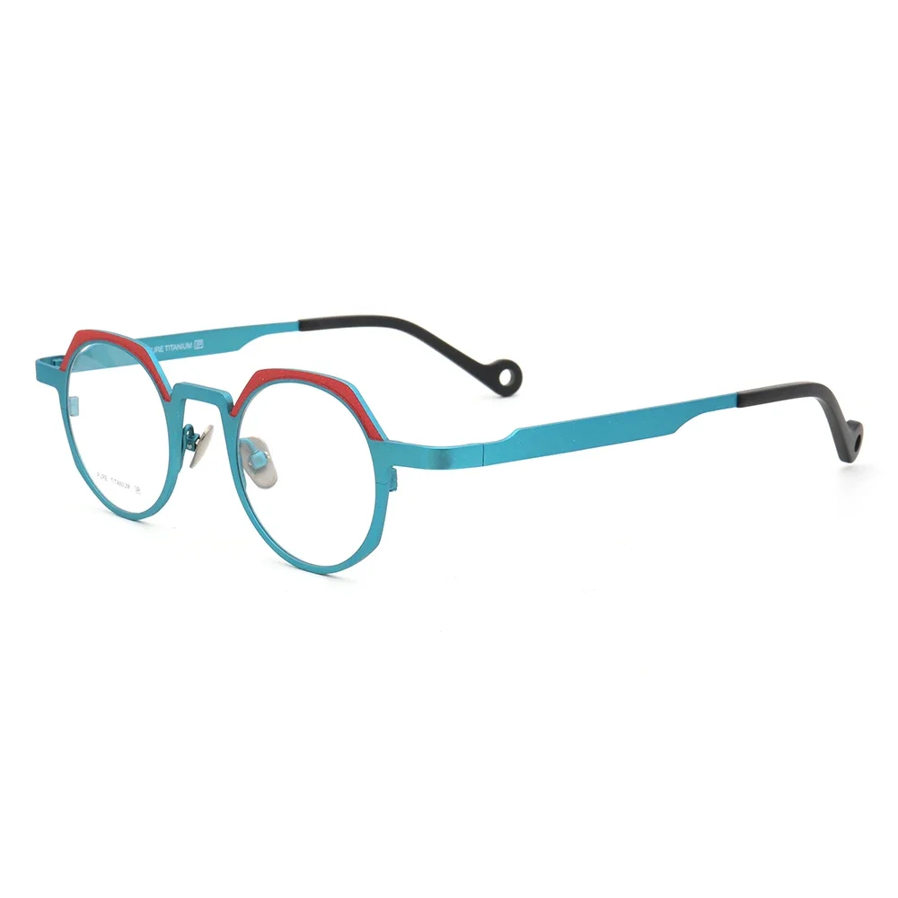 

Women Round Pure Titanium Eyeglass Frames Men Vintage Optical Glasses Frames Prescription Eyewear Light Spectacles Retro Blue