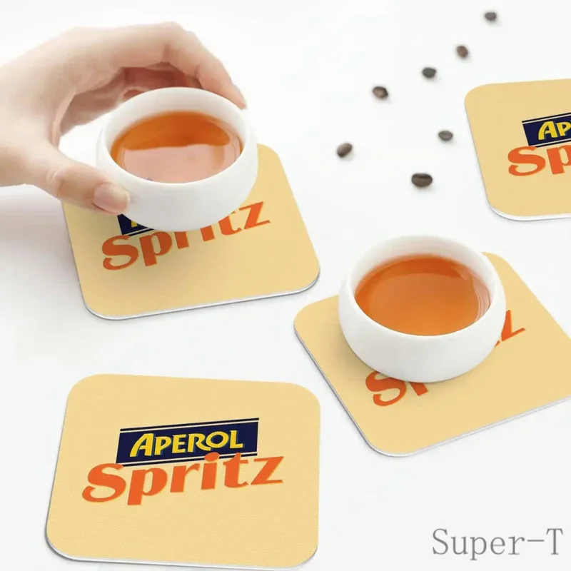 Aperol Spritz Coasters Kitchen Placemats Non-slip Insulation Cup Coffee Mats For Decor Home Tableware Pads Set of 4