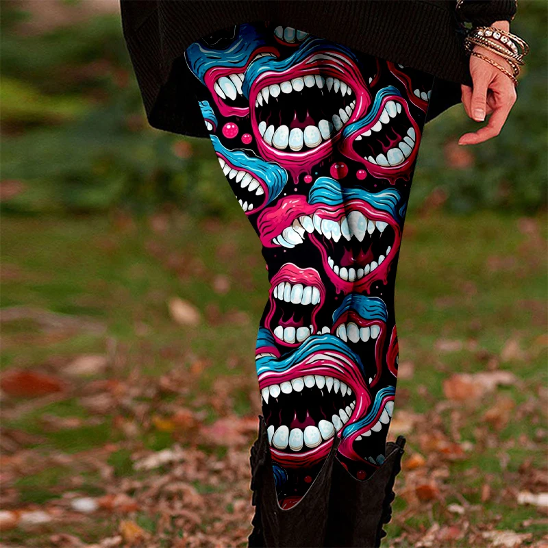 Abbigliamento yoga da donna di Halloween, stampa faccia di zucca di gatto Leggings da donna di Halloween, allenamento fitness casual da corsa sportivo elasticizzato p