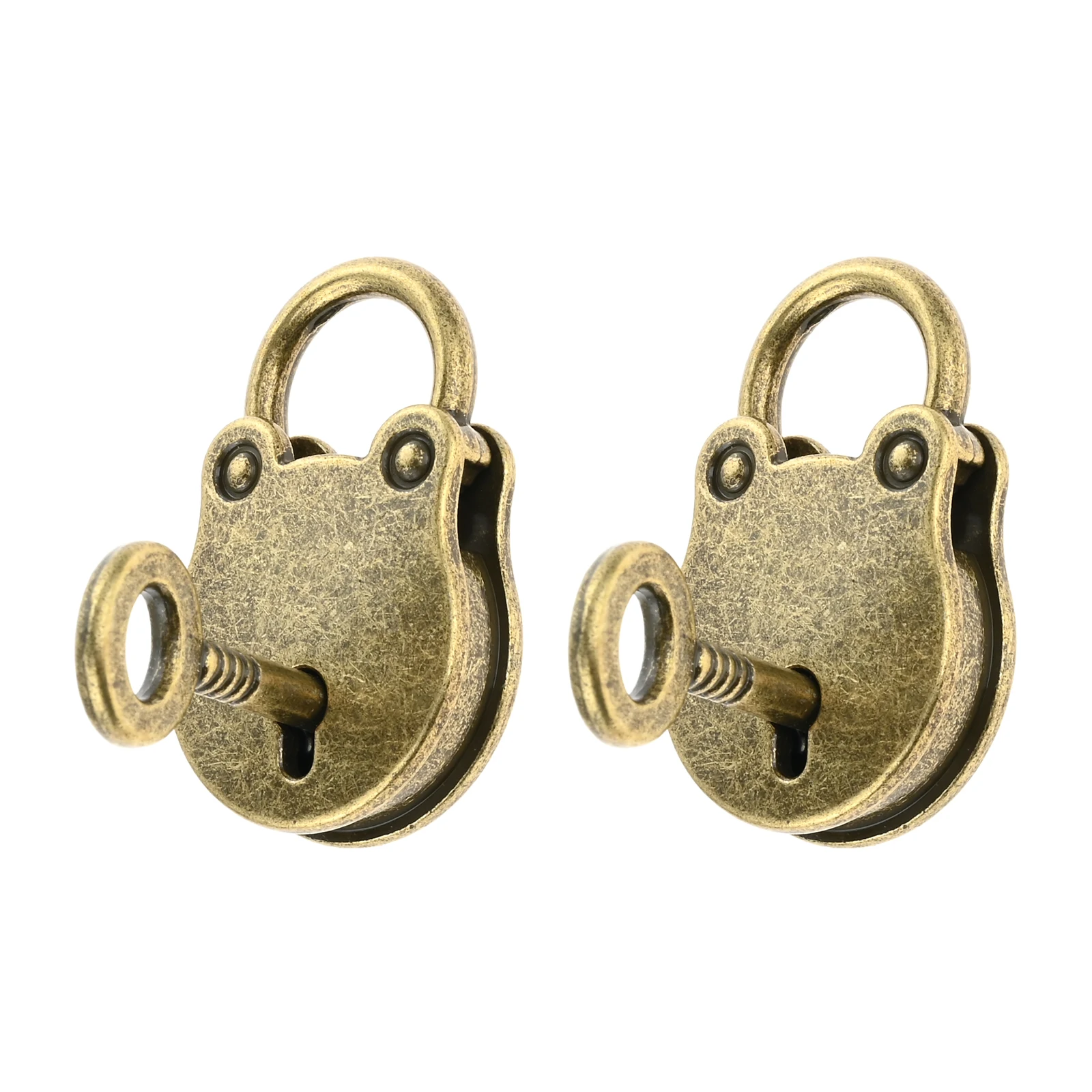 2szt Antyczna mosiężna kłódka z kluczem Vintage Bear Shape Anti-Theft Bag Travel Suitcase Luggage Box Case Keyed Hasps Mini Lock