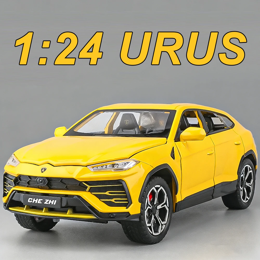 

1:24 Lambo URUS SVJ63 Модель игрушки, литые под давлением автомобили, 6 дверей, открытые звуком, светом, откатным механизмом, миниатюрными транспортными средствами, подарок на день рождения друга