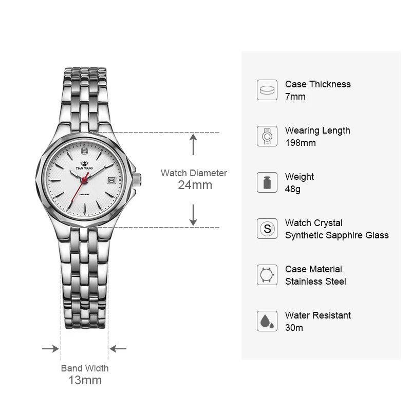 TIAN WANG Women\'s Watches For Women Modern Quartz Watch For Wrist Ladies Watch Simple Business Wristwatches Calendar Lady Clock